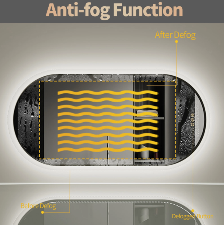 Interior Ave - LED Oval Frameless Salon / Bathroom Wall Mirror - 60 x 120cm