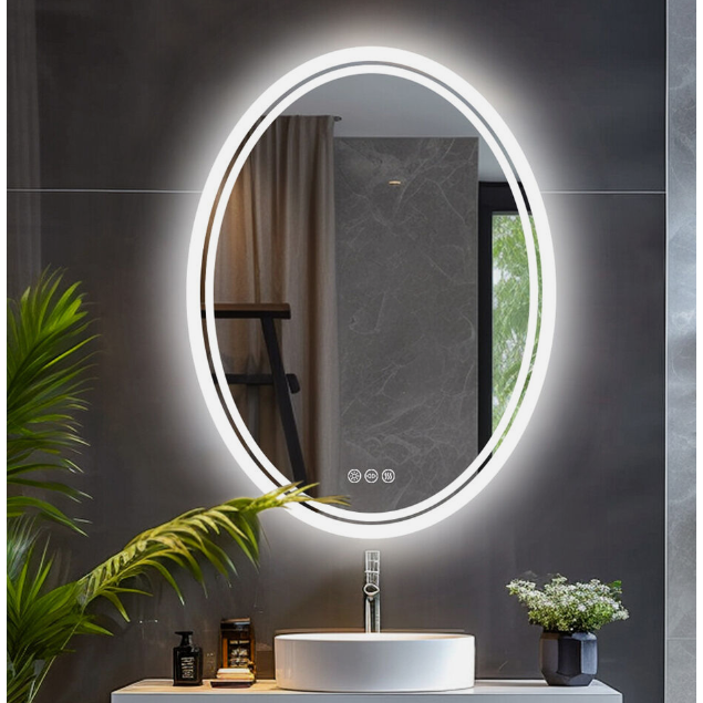 Interior Ave - LED Oval Frameless Salon / Bathroom Wall Mirror - 60 x 80cm