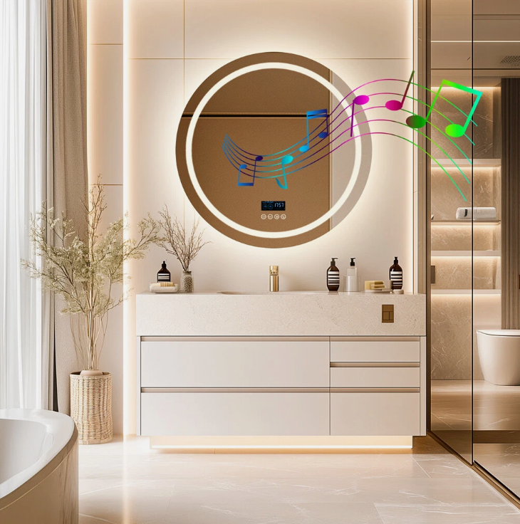Interior Ave - 80cm Round Frameless LED Bathroom Mirror – Bluetooth