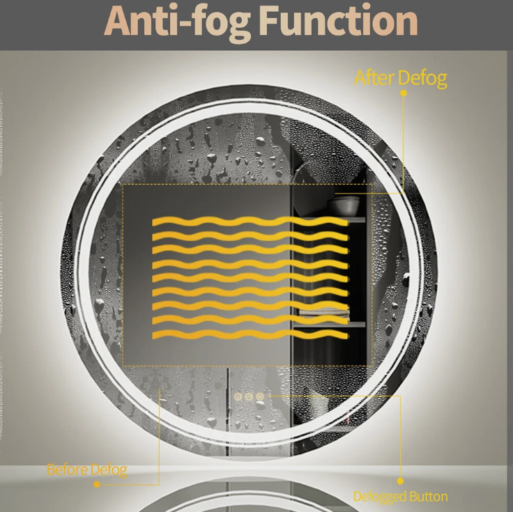 Interior Ave - 90cm Round Frameless LED Bathroom Mirror