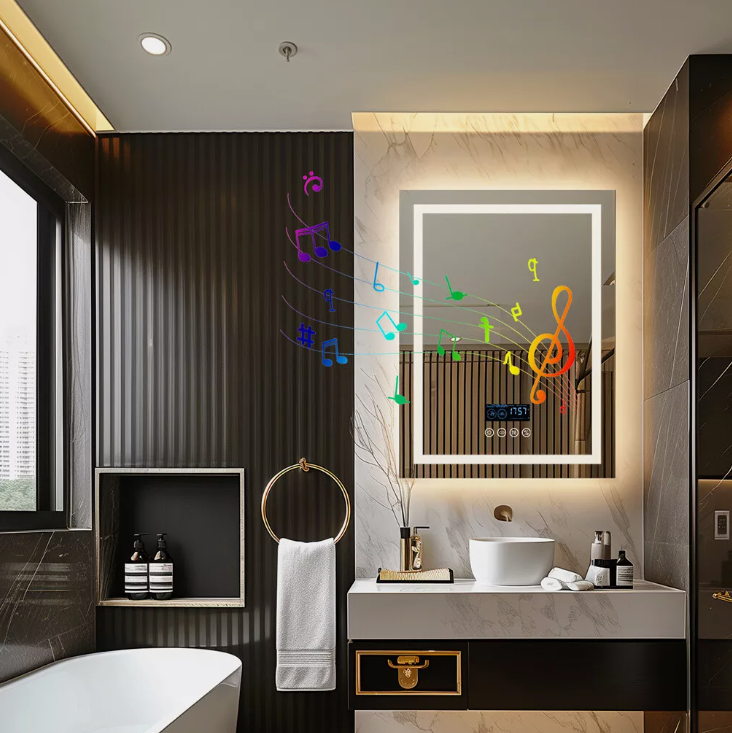 Interior Ave - 70 x 90cm Rectangle Frameless LED Bathroom Mirror – Bluetooth