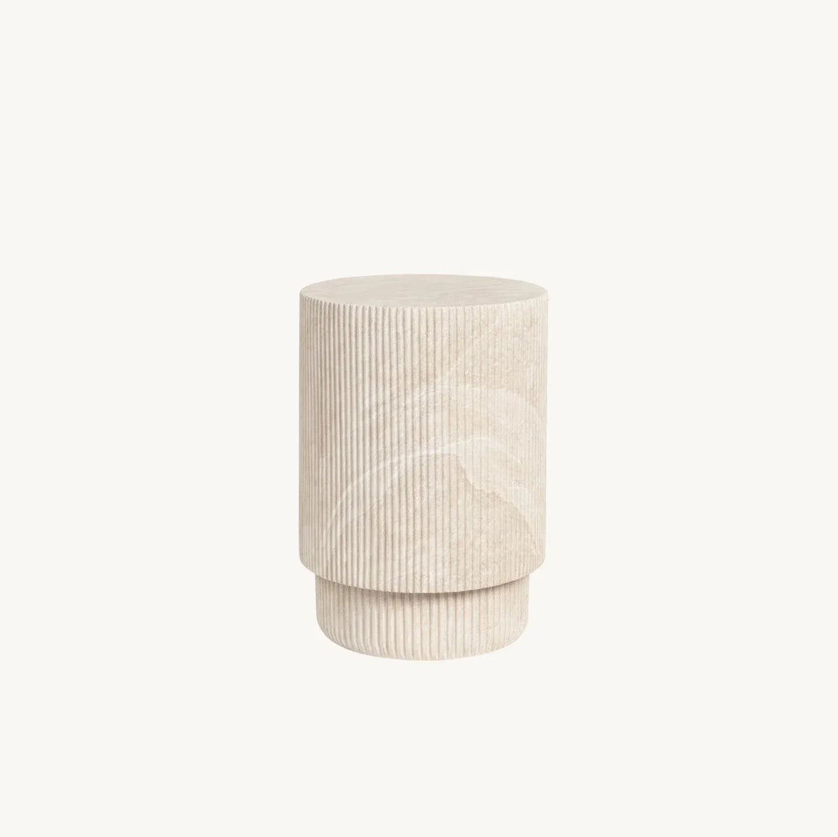 Vera Fluted Stone Side Table - Matte Natural Stone