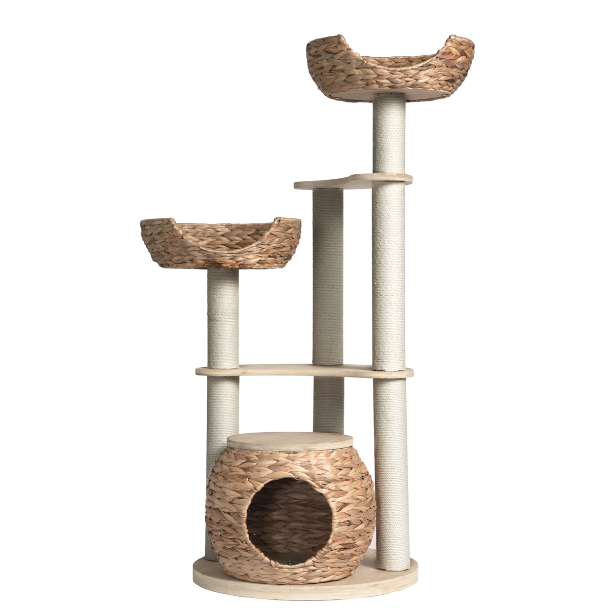 Whisker Wonderland Premium Eco Bamboo Cat Tree Large - Natural Bamboo Structure, Safe &amp; Stable, Multi-Functional Cat Furniture, Climbing &amp; Scratching