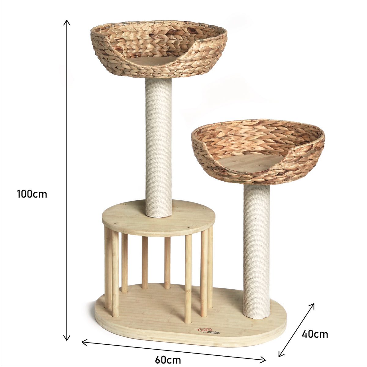 Whisker Wonderland Premium Eco Bamboo Cat Tree Medium - Natural Bamboo Structure, Safe & Stable, Multi-Functional Cat Furniture, Climbing & Scratching