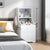 Minimalist Bedside Cabinet White Cosmetic Storage Dual Shelves Curved Design