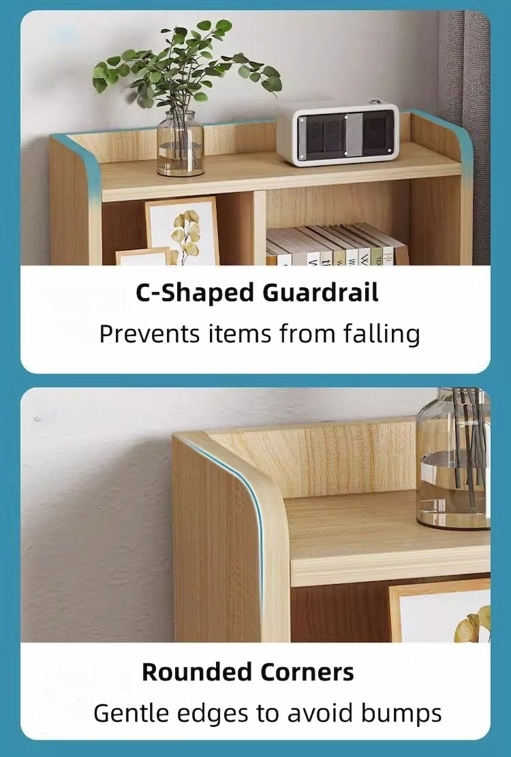 White Nightstand Security Drawer Open Shelf Storage Tray Wooden Knob Minimalist