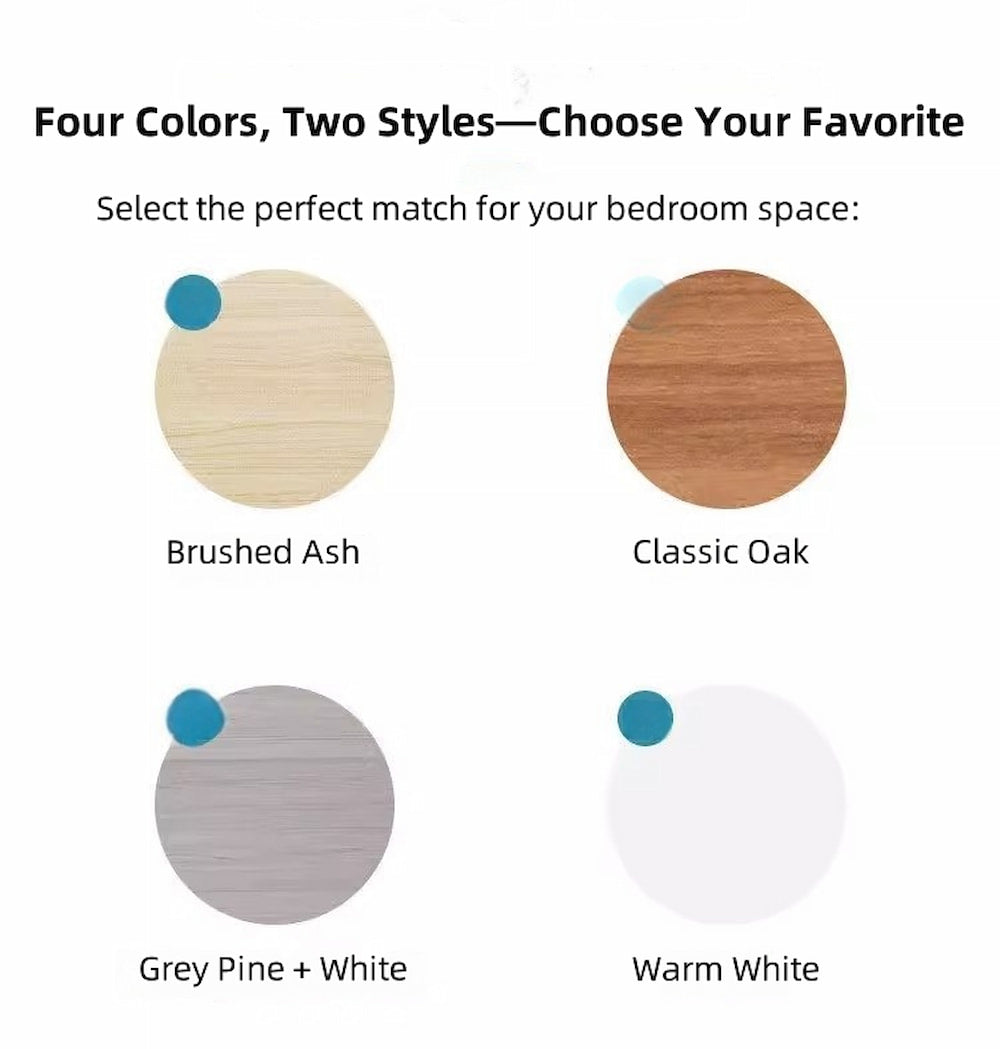 White Nightstand Security Drawer Open Shelf Storage Tray Wooden Knob Minimalist