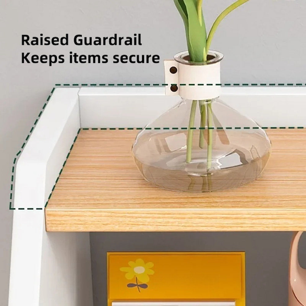 Multi-Storage Nightstand White Wood Combo Three Drawers Open Shelves 3-Tier