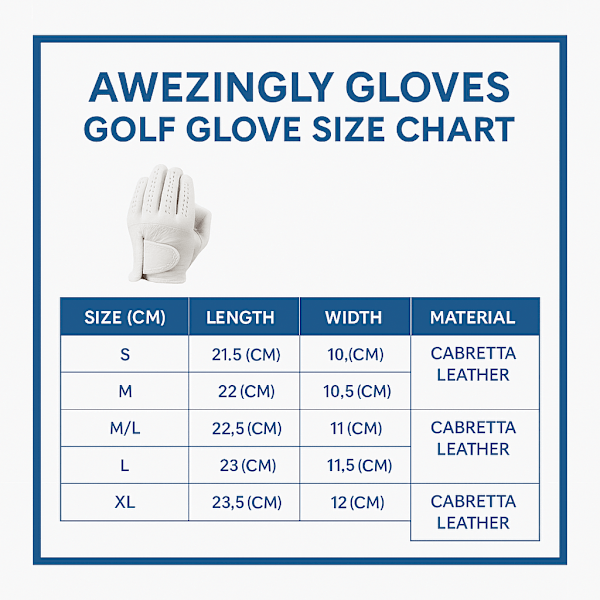 Awezingly Premium Quality Cabretta Leather Golf Glove for Men - White (M)