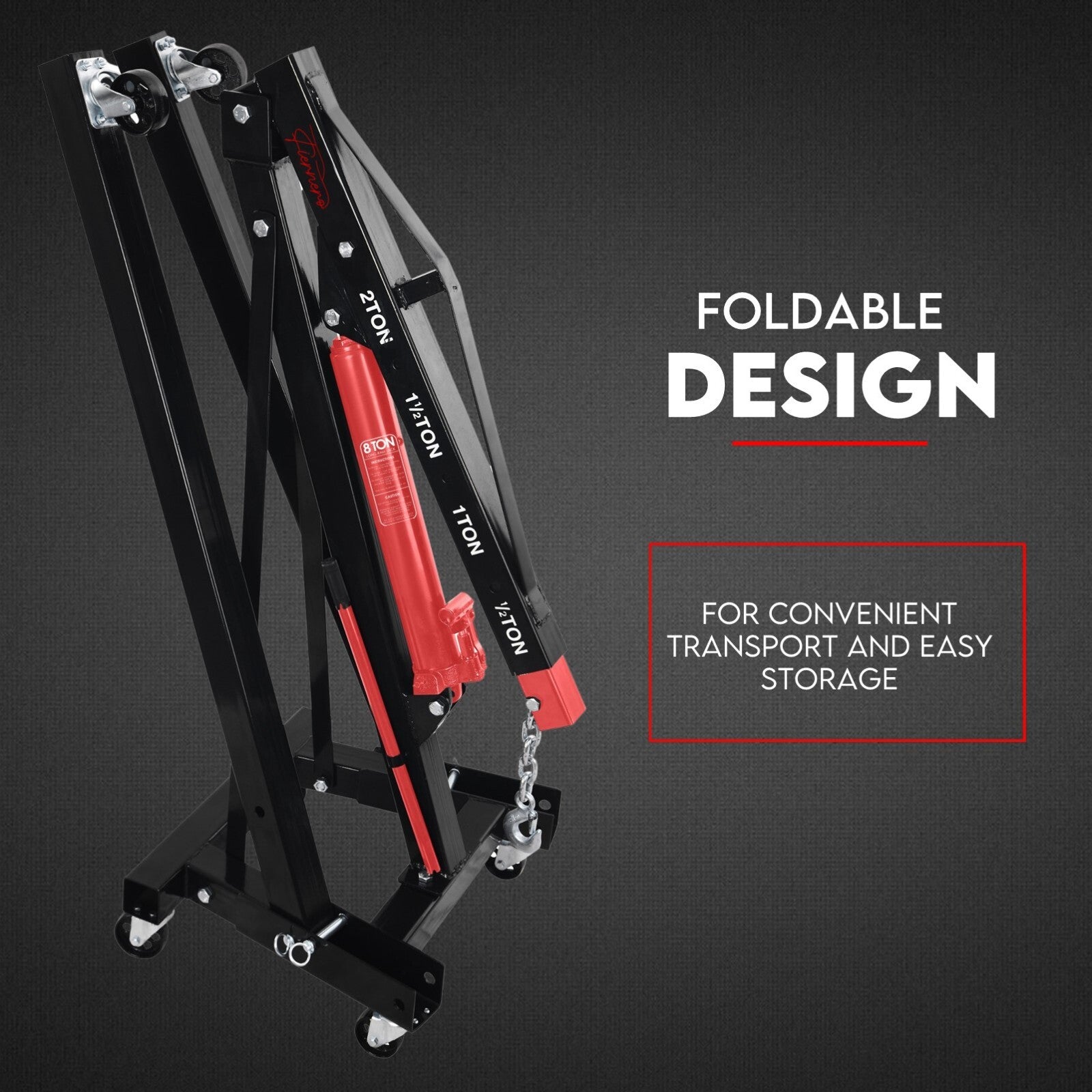 2 Ton Hydraulic Engine Crane Folding Hoist Stand Mobile Lifter Workshop Lift