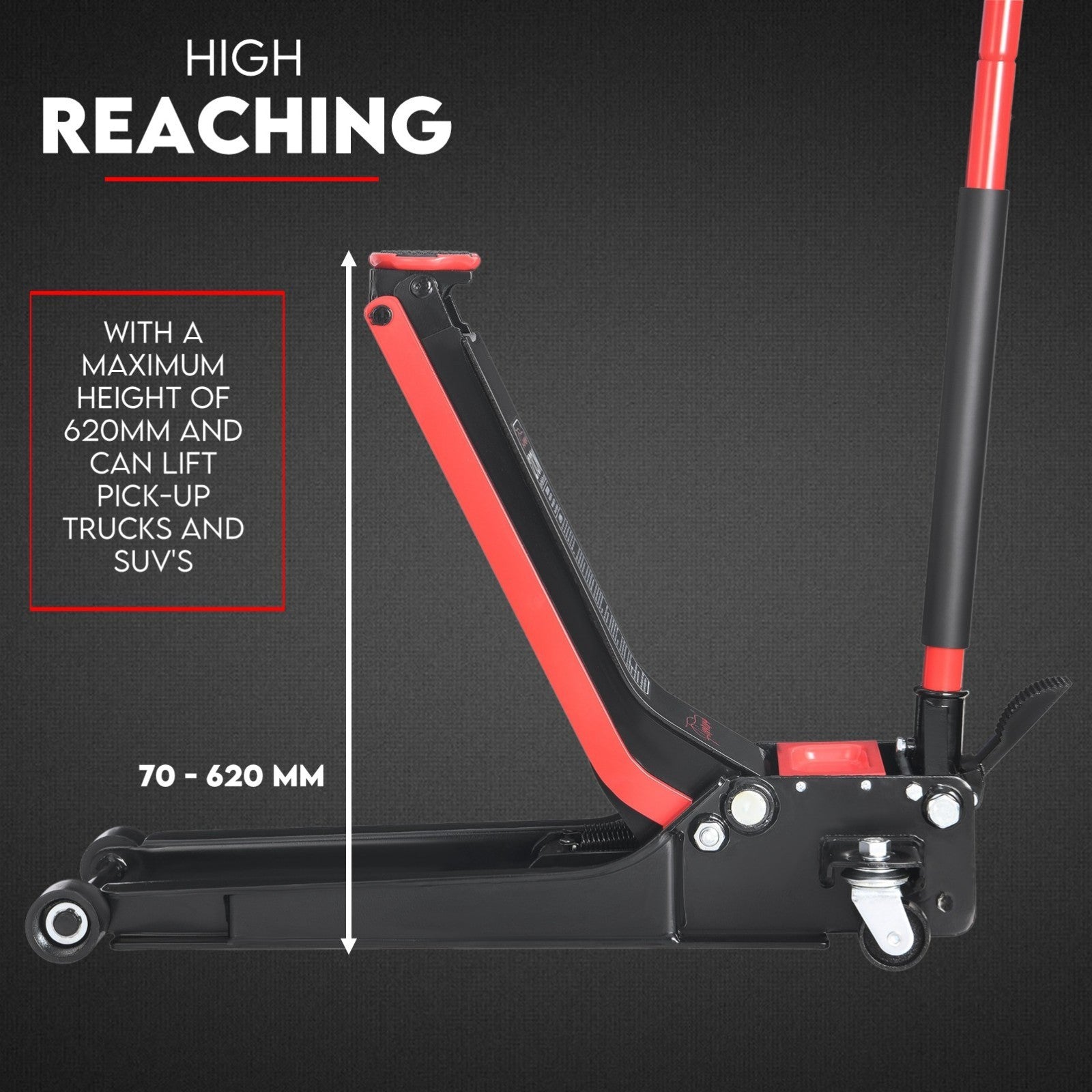 2 Ton Low Profile Trolley Jack Hydraulic Floor Car Lifter Dual Pump 70-620MM