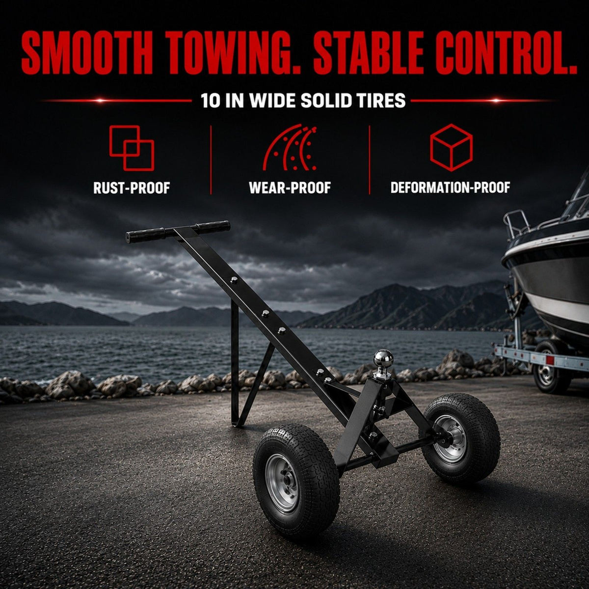 600lbs Trailer Dolly with 48mm Ball Solid Tires Portable Tow Dolly Wheel Tow
