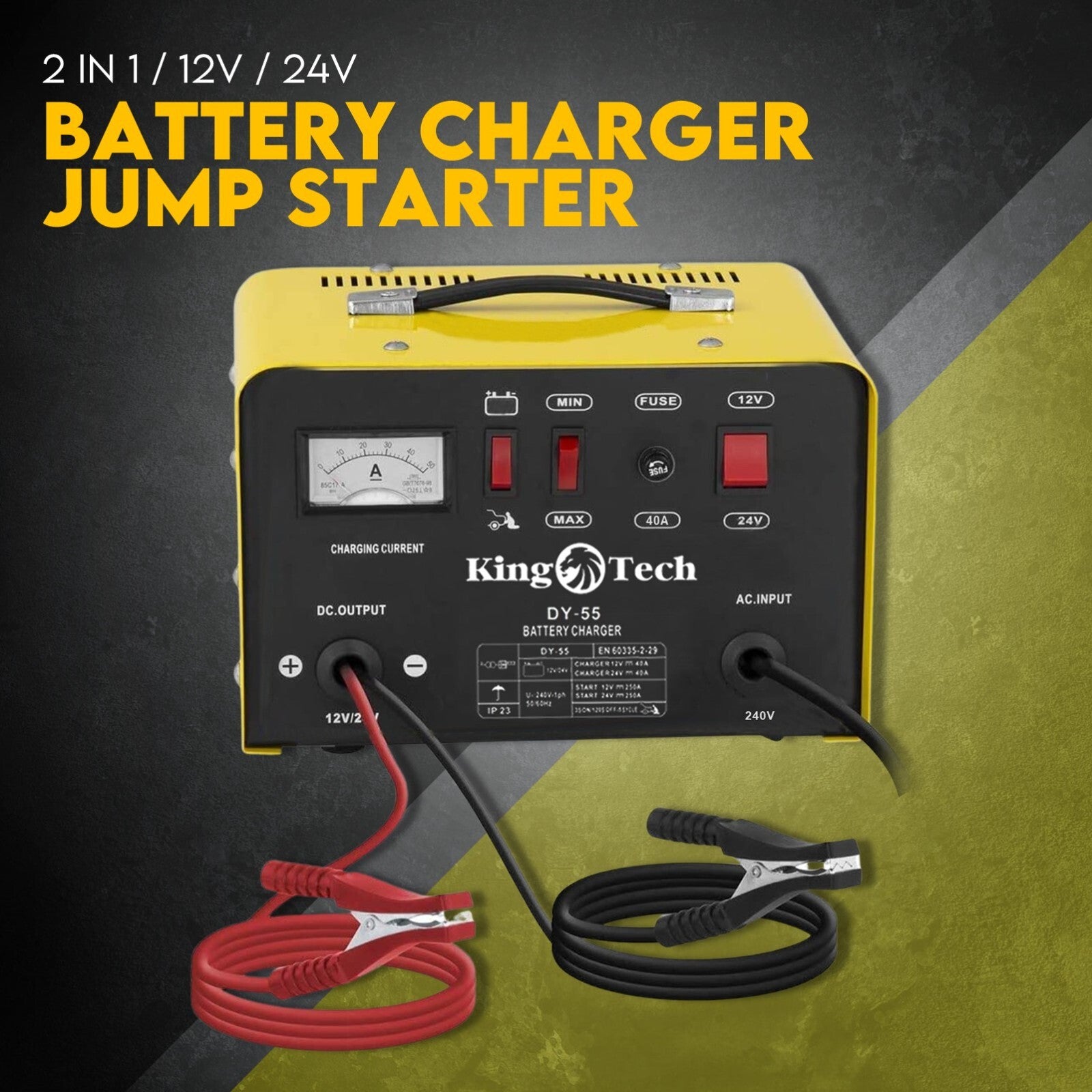 Car Battery Charger 2 in 1 40A 12V 24V For Car ATV Boat Caravan Motorcycle 2in1
