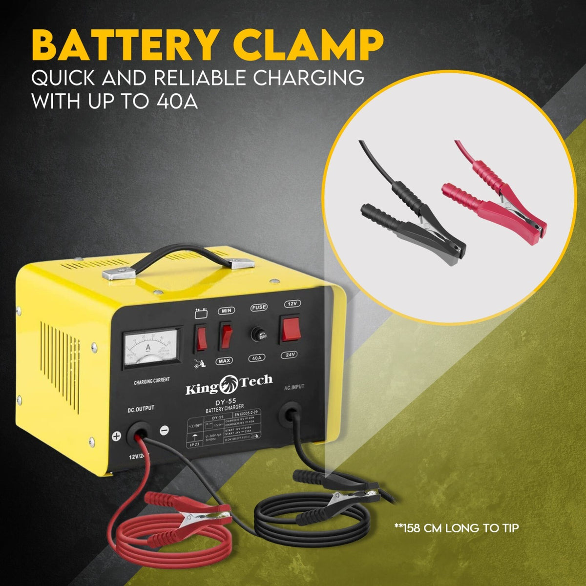 Car Battery Charger 2 in 1 40A 12V 24V For Car ATV Boat Caravan Motorcycle 2in1