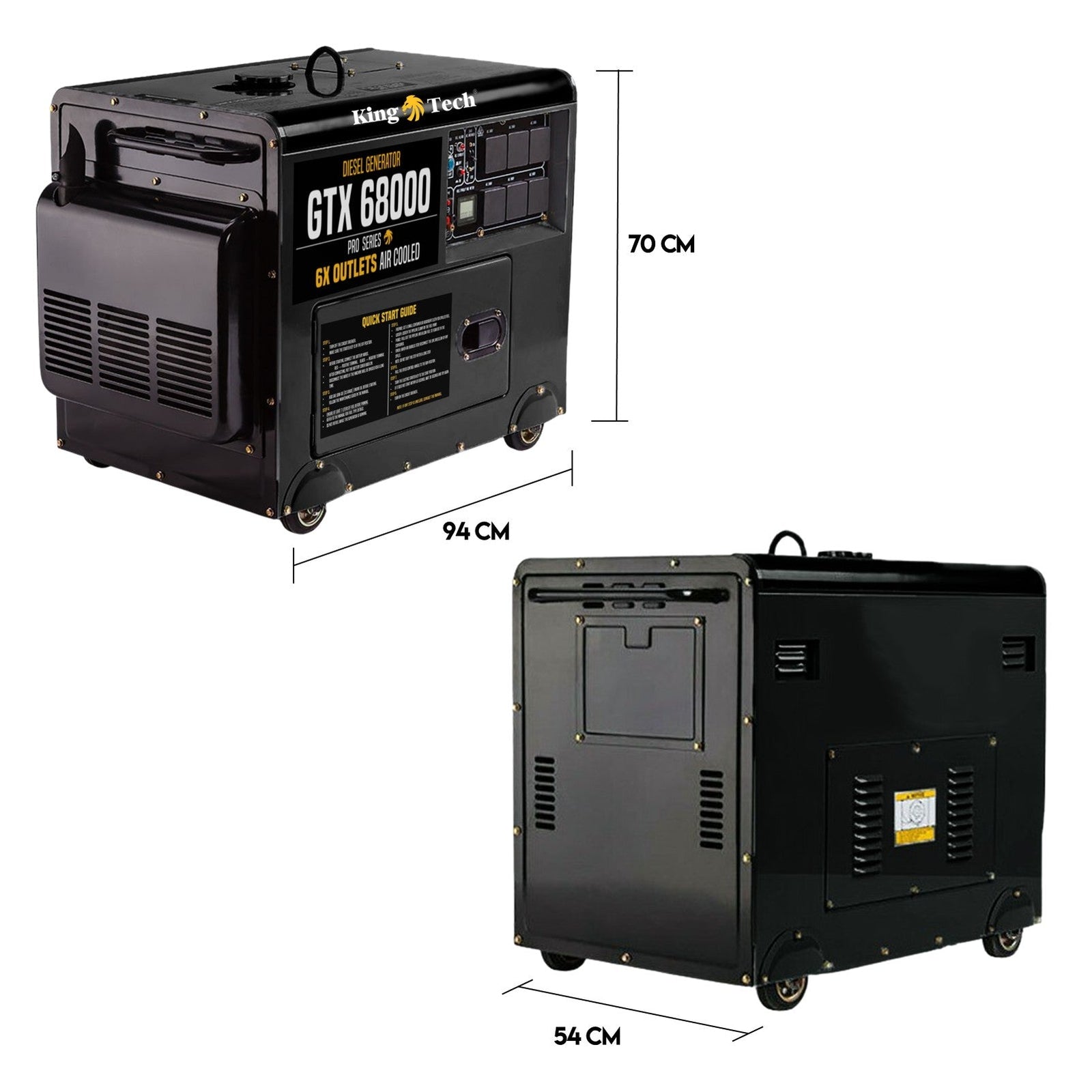 Diesel Generator Single Phase 8.4kw Rated Diesel 6kw 13hp Portable 6 outlets