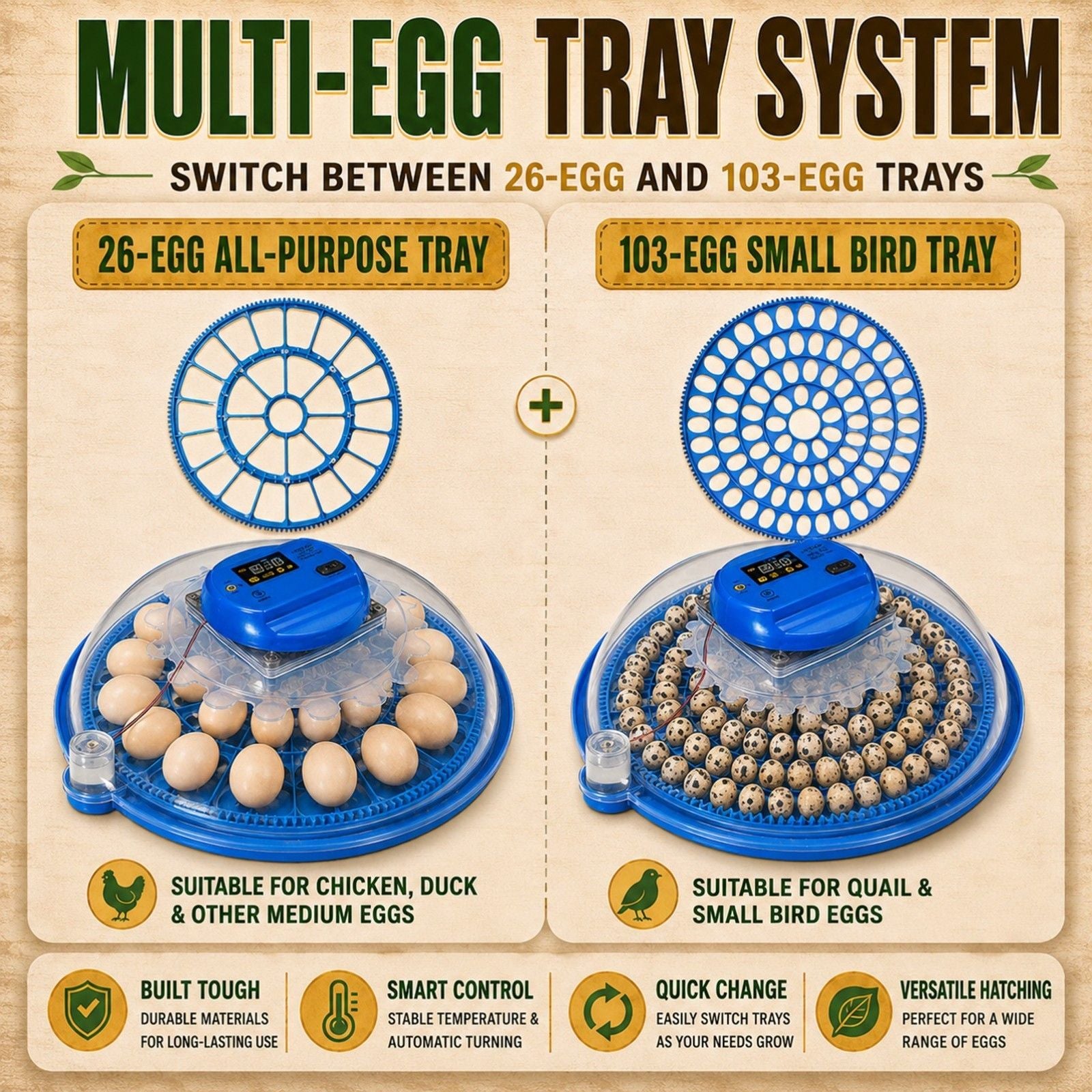 26 Egg Hatching Incubator Machine Automatic Turning Digital LED Chicken Duck