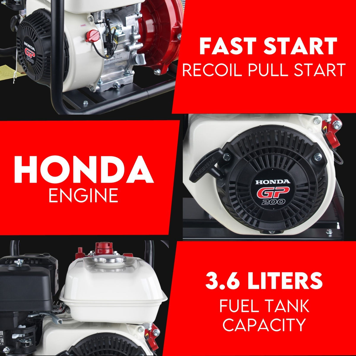 6.5HP Petrol Water Pump Honda GP200 Twin Impeller Irrigation Fire Fighting