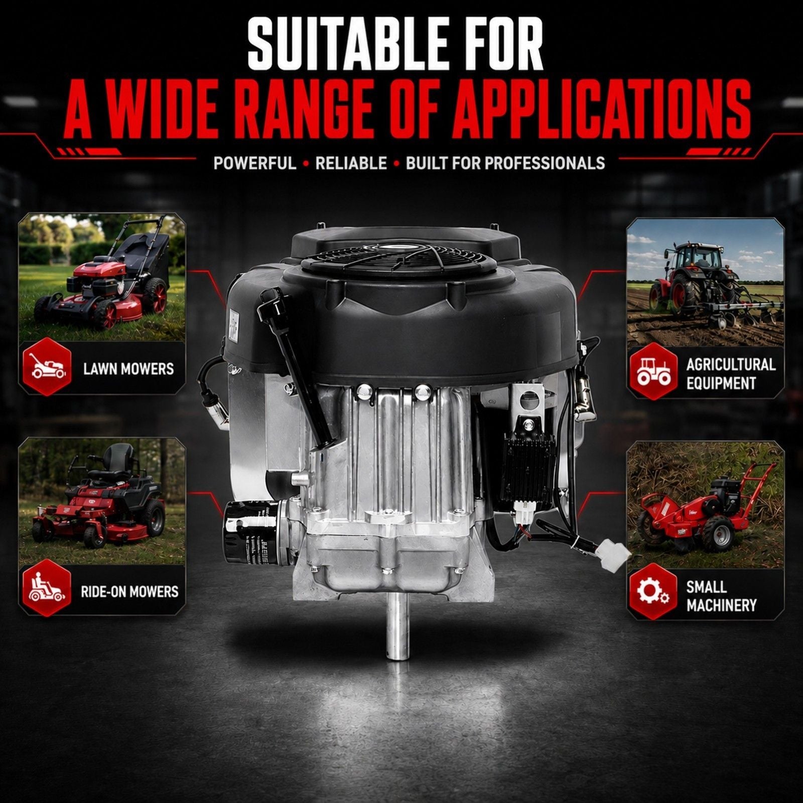 25HP V-Twin Vertical Shaft Lawn Engine Petrol Motor 4 Stroke Ride On Mower