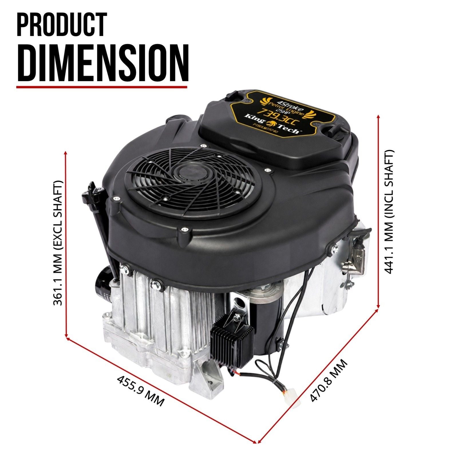 25HP V-Twin Vertical Shaft Lawn Engine Petrol Motor 4 Stroke Ride On Mower