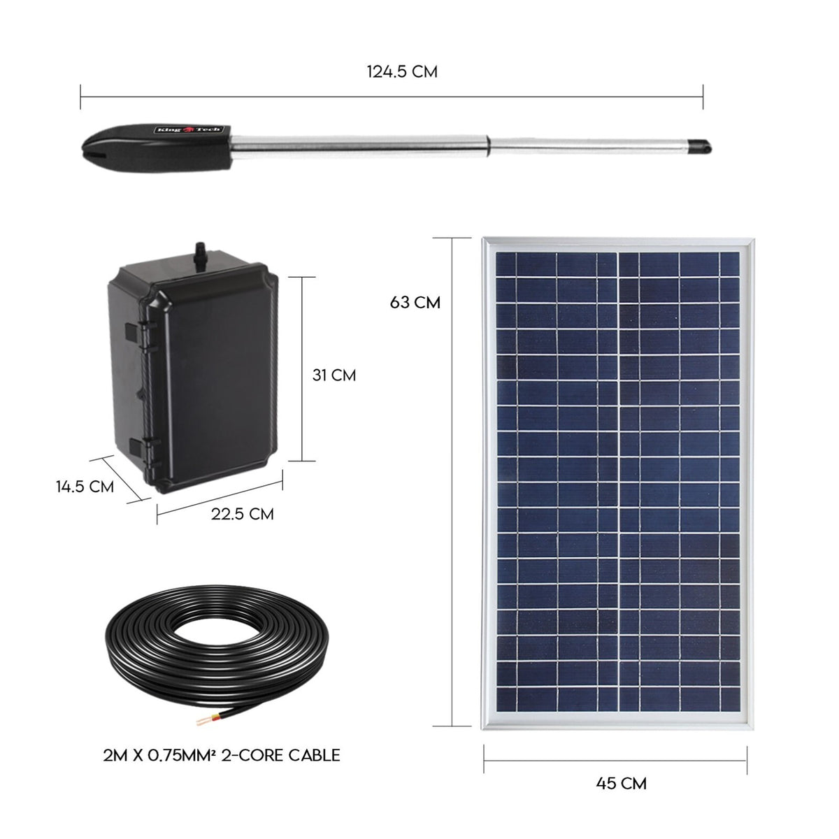 40W Full Solar Powered Automatic Remote Single Swing Gate Opener Battery