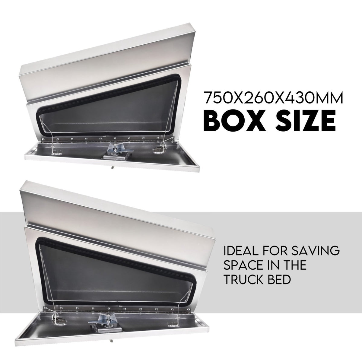 750mm Pair of Undertray Toolbox Aluminium Under Tray Underbody Tool Box Flat UTE