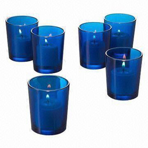 40 Pack Blue Glass Votive Tealight Candle Holders House Party Centerpiece Xmas Wedding Decor Glass Candlestick Party Decorations Bridal Baby Shower Event