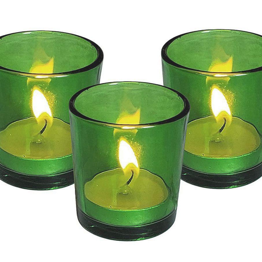 10 Pack Green Glass Votive Candle Holders Table Centreoieces  Xmas Wedding Anniversary Event Recption Party Function or Home Decor