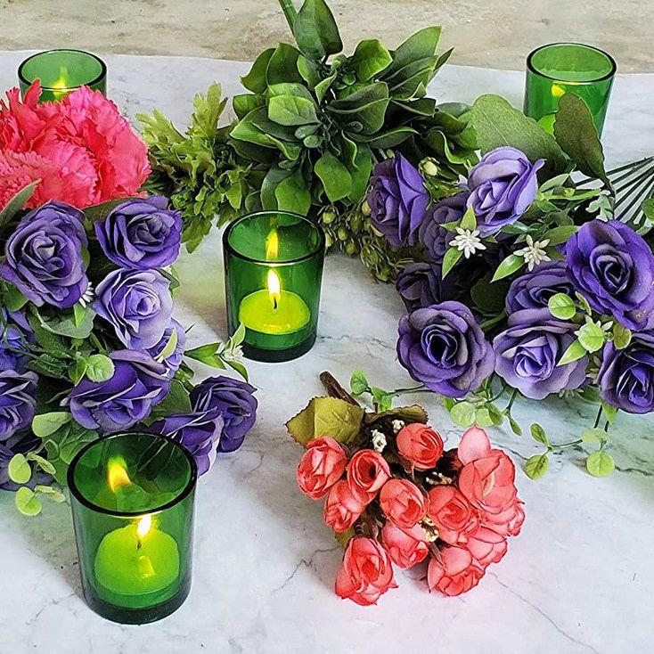 10 Pack Green Glass Votive Candle Holders Table Centreoieces  Xmas Wedding Anniversary Event Recption Party Function or Home Decor