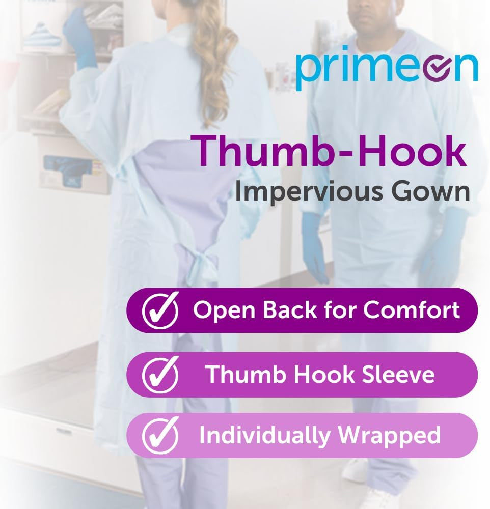 15 Pcs Disposable PPE Gown Protective Workwear Suit Thumb Hook Sleeve Coverall Apron Blue Medical Cleaning Painting