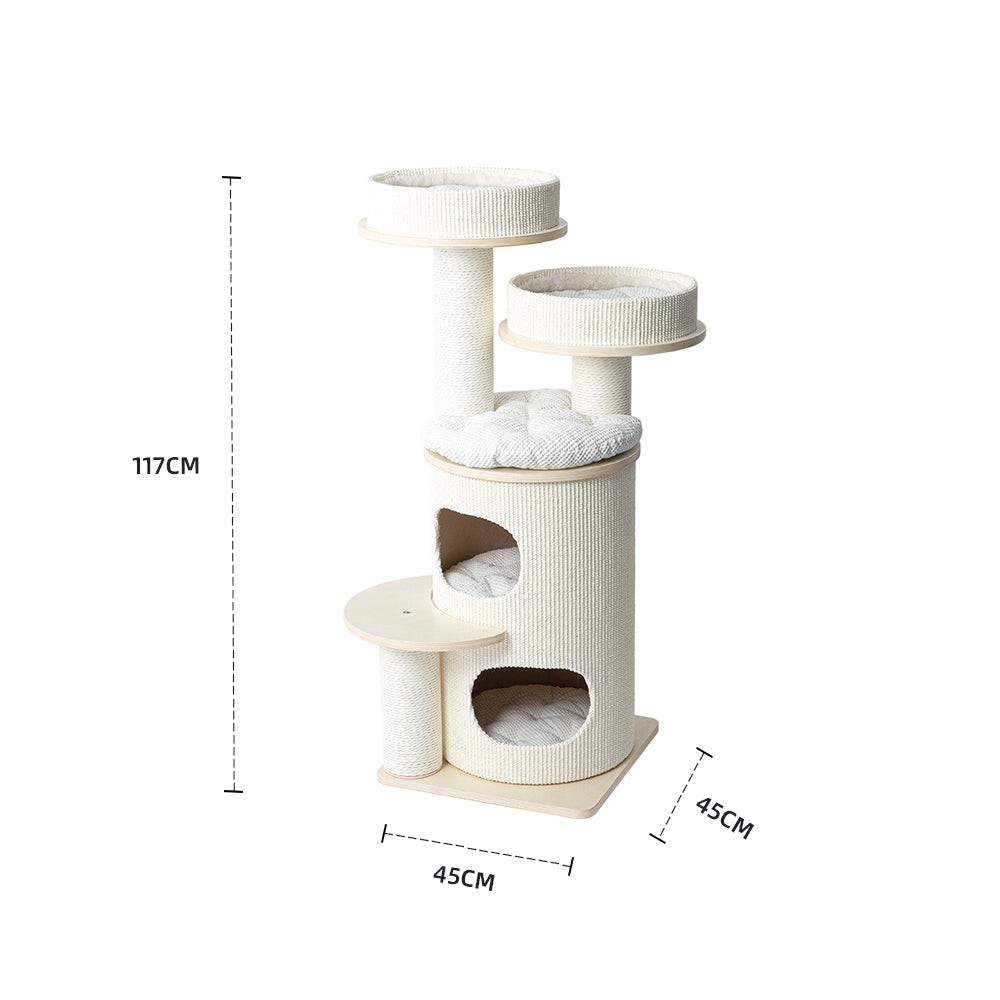 HONEYPOTCAT PURRING Multi-Level Sisal Barrel Cat Tower - PRO 117cm