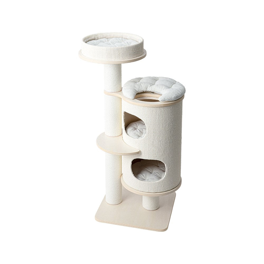 HONEYPOTCAT PURRING Plush &amp; Sisal Barrel Cat Tower - 122cm