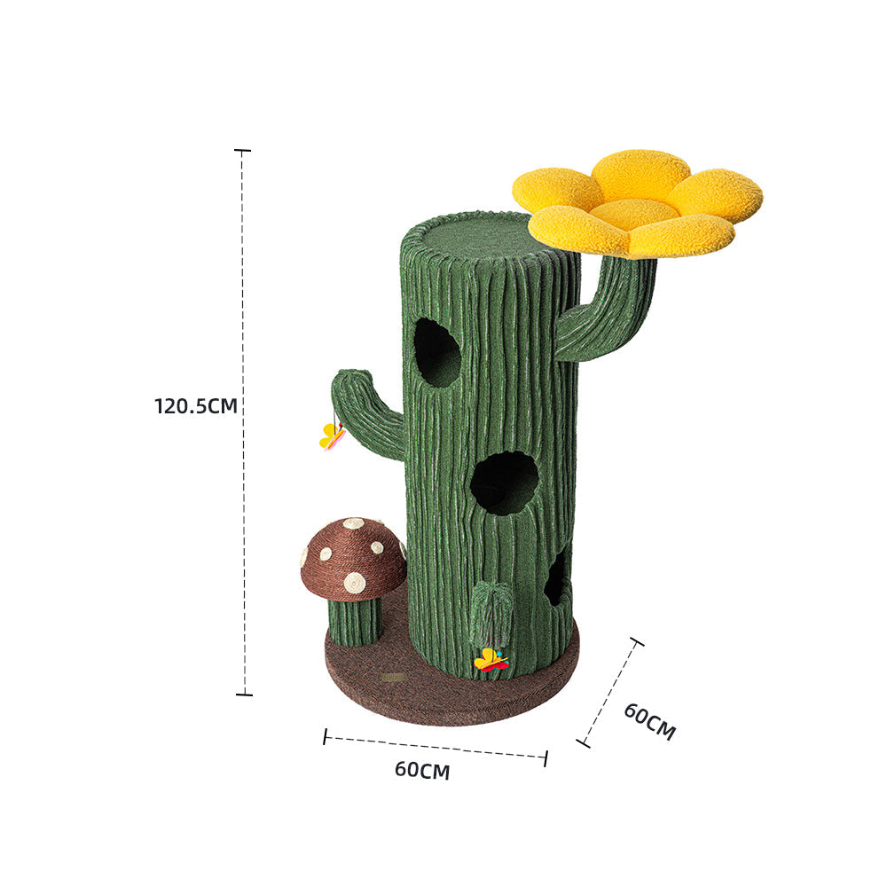 HONEYPOTCAT Solo Cactus Bloom Cat Tree - Green 120.5cm