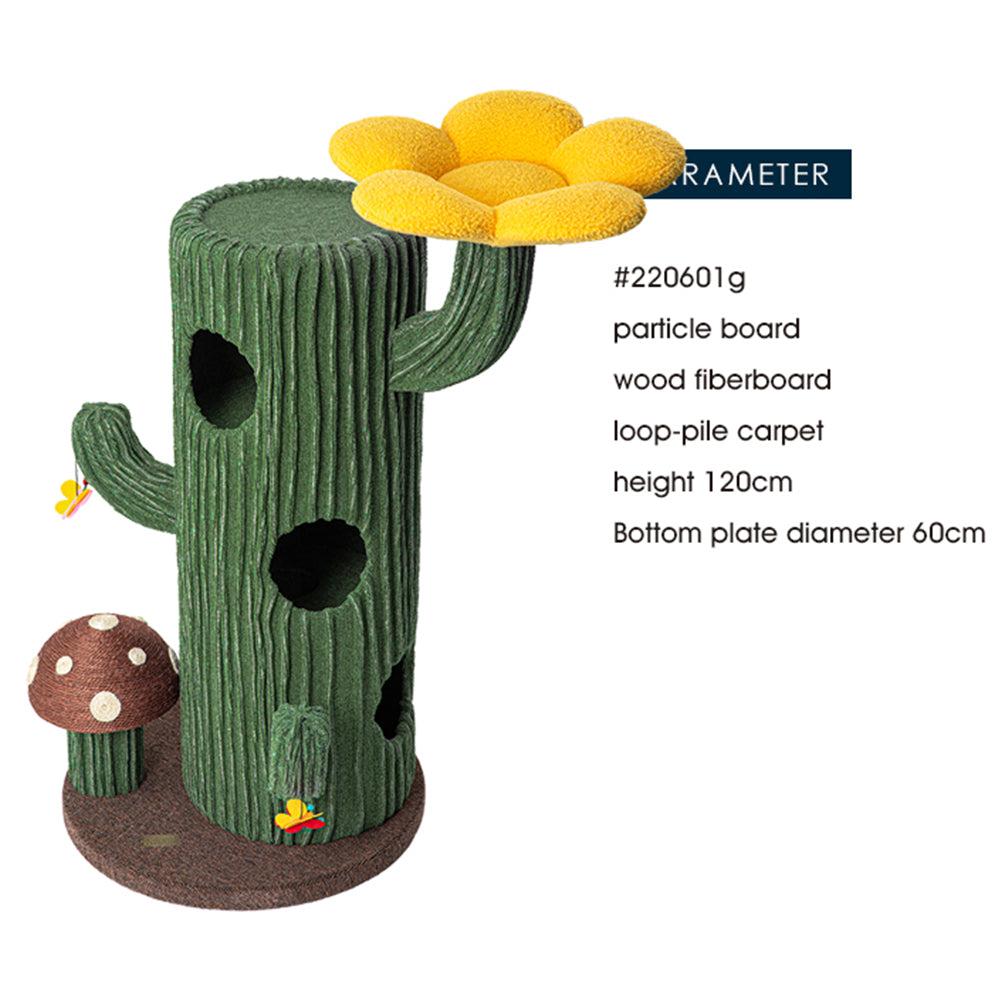 HONEYPOTCAT Solo Cactus Bloom Cat Tree - Green 120.5cm