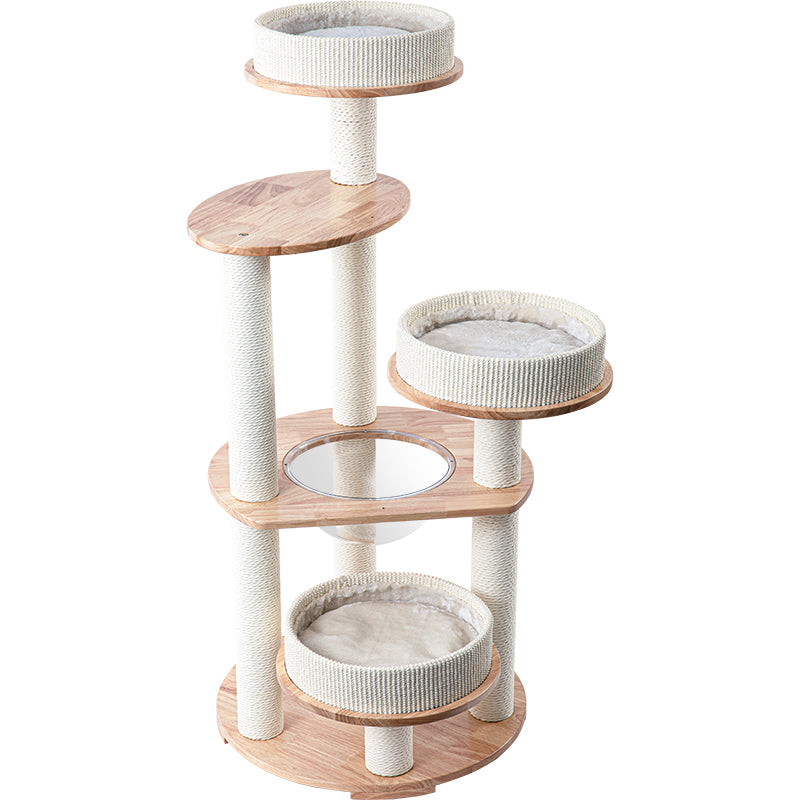 HONEYPOTCAT MZ Simple Joy Wood Cat Tower - Triple Charm 131cm