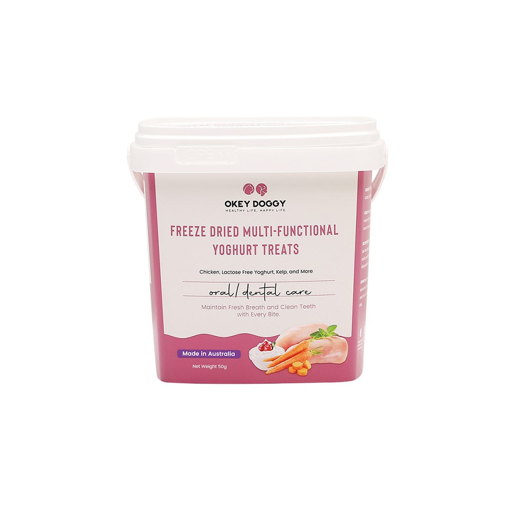 OKEY DOGGY Freeze Dried Oral &amp; Dental Care Multifunctional Yoghurt Pet Treats 50g