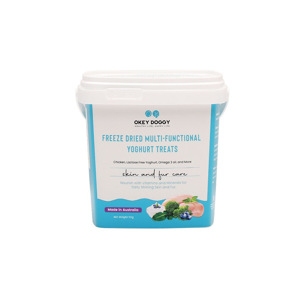 OKEY DOGGY Freeze Dried Skin &amp; Fur Care Multifunctional Yoghurt Pet Treats 50g