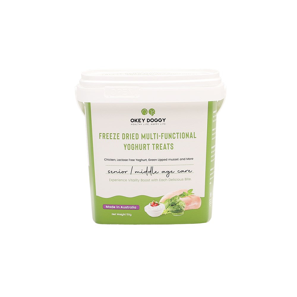 OKEY DOGGY Freeze Dried Senior &amp; Middle Age Care Multifunctional Yoghurt Pet Treats 50g