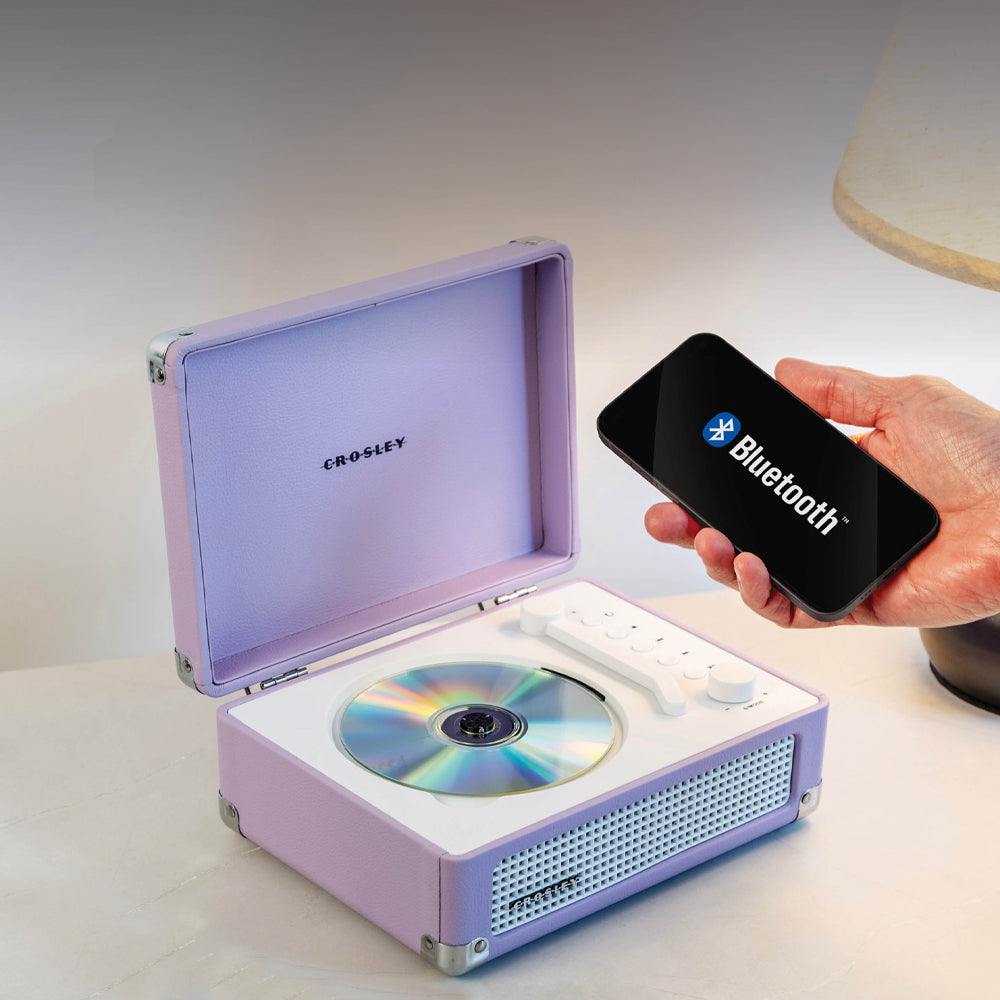 Crosley Cruiser Portable Retro CD Player with Stereo Bluetooth Speakers, FM Radio - Lavender
