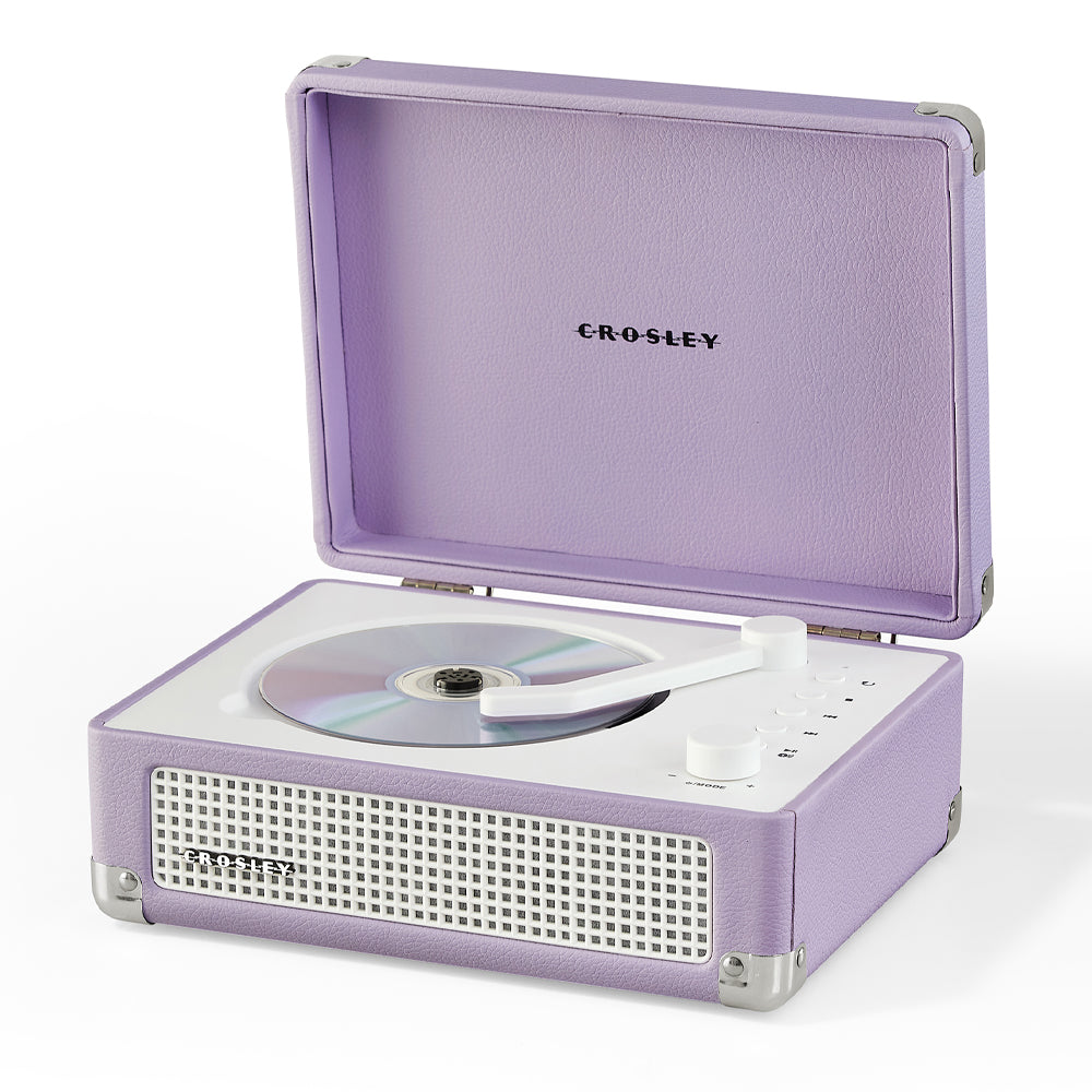 Crosley Cruiser Portable Retro CD Player with Stereo Bluetooth Speakers, FM Radio - Lavender