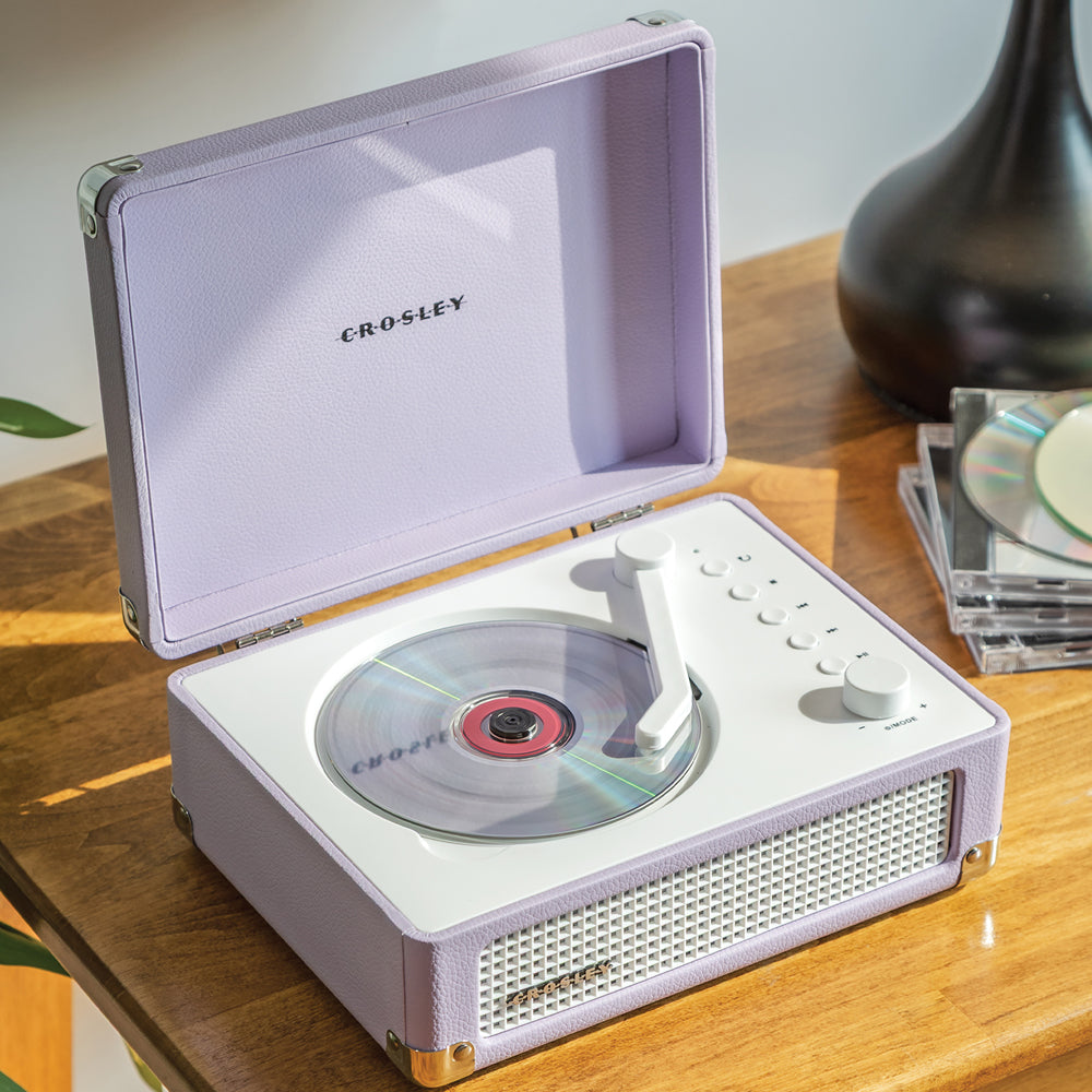 Crosley Cruiser Portable Retro CD Player with Stereo Bluetooth Speakers, FM Radio - Lavender