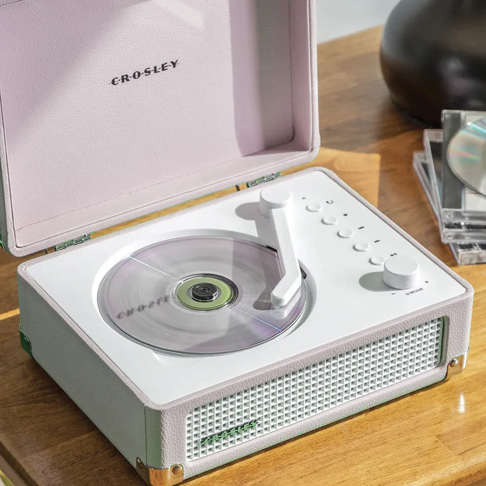 Crosley Voyager Portable Retro CD Player with Stereo Bluetooth Speakers, FM Radio - Amethyst