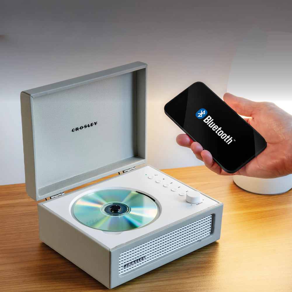 Crosley Voyager Portable Retro CD Player with Stereo Bluetooth Speakers, FM Radio - Dune