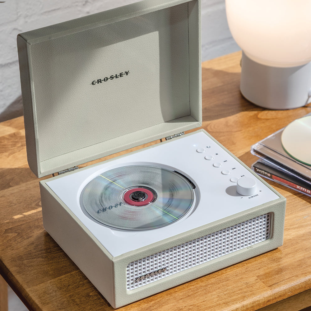 Crosley Voyager Portable Retro CD Player with Stereo Bluetooth Speakers, FM Radio - Dune