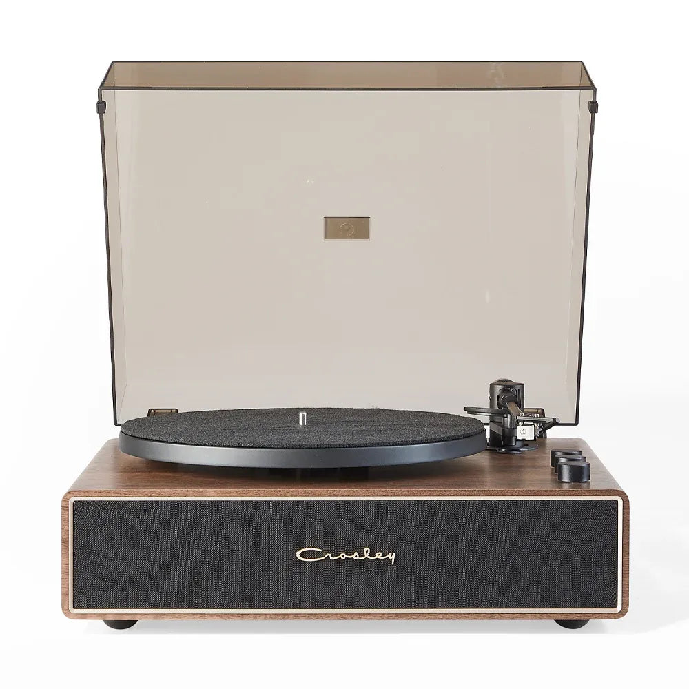 Crosley Stave 2-Speed Bluetooth Record Player Turntable with Built-in Speakers, Walnut
