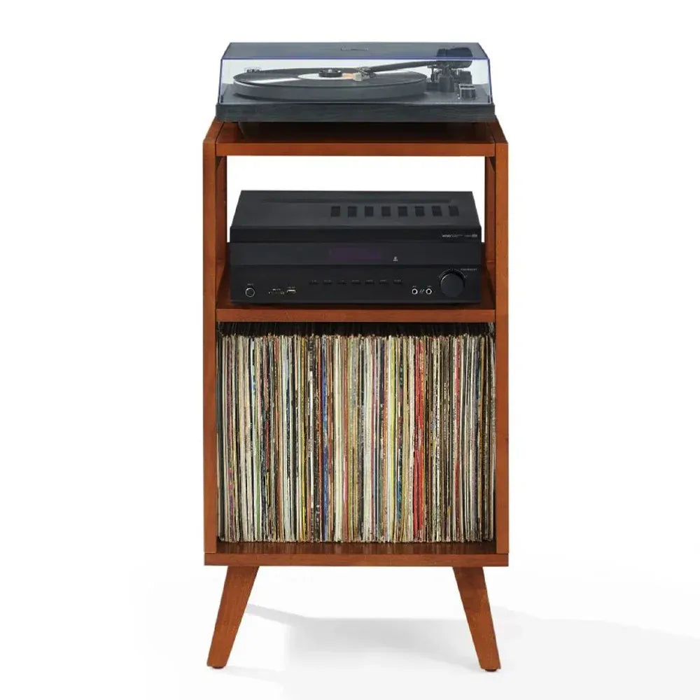 Crosley Stave 2-Speed Bluetooth Record Player Turntable with Built-in Speakers + Crosley Asheville Stand Bundle - Black