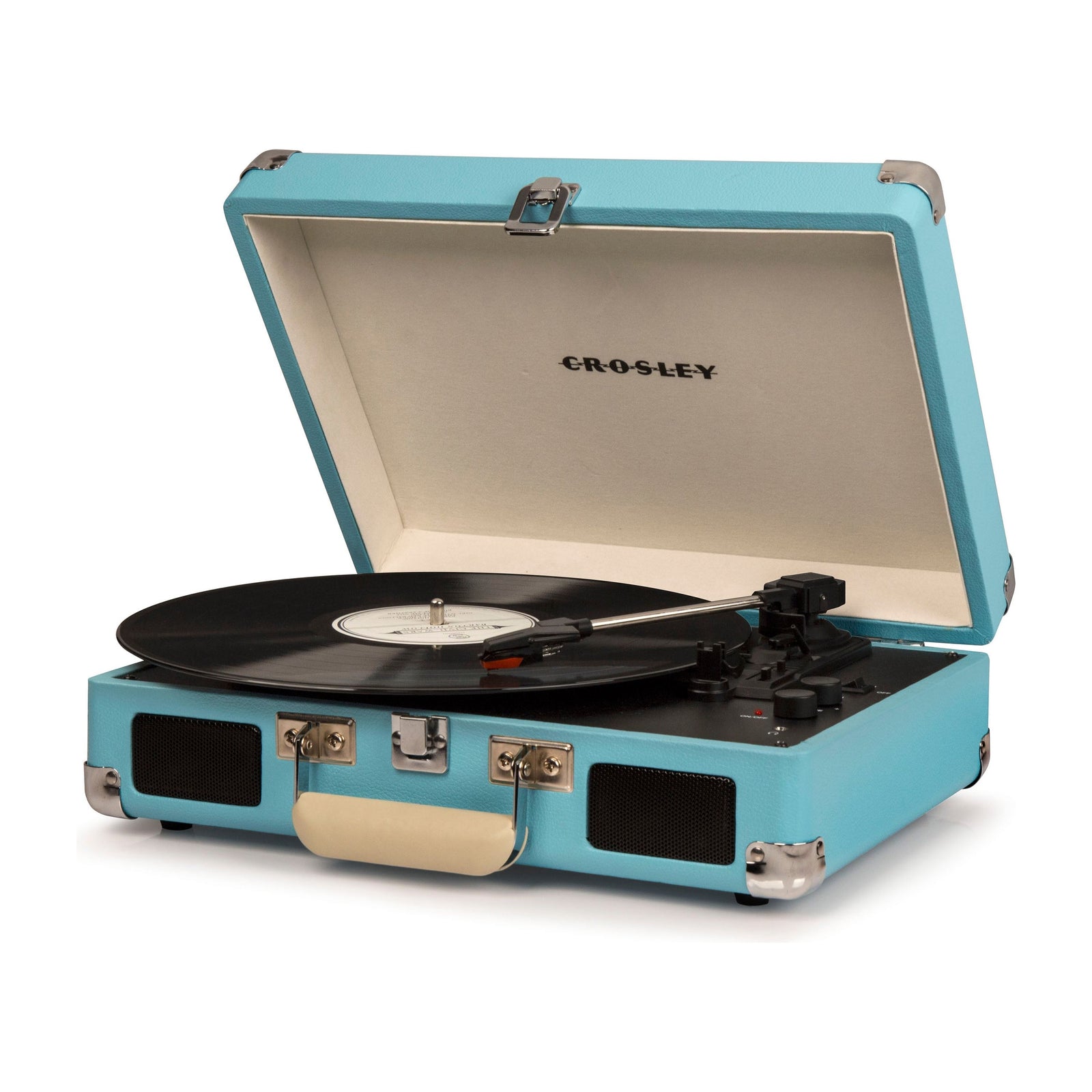 Crosley Cruiser Bluetooth Portable Turntable - Turquoise + Bundled Crosley Record Storage Display Stand