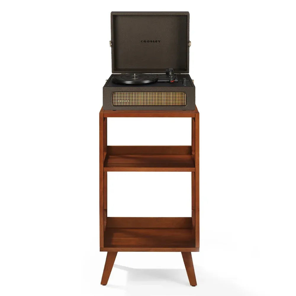 Crosley Voyager Bluetooth Portable Turntable + Crosley Asheville Stand Bundle - Cocoa