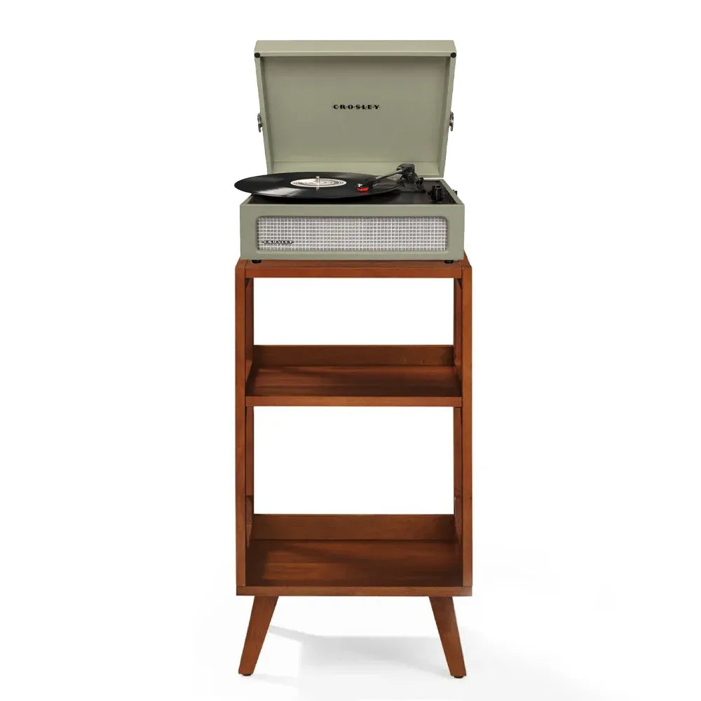 Crosley Voyager Bluetooth Portable Turntable + Crolsey Asheville Stand Bundle - Sage