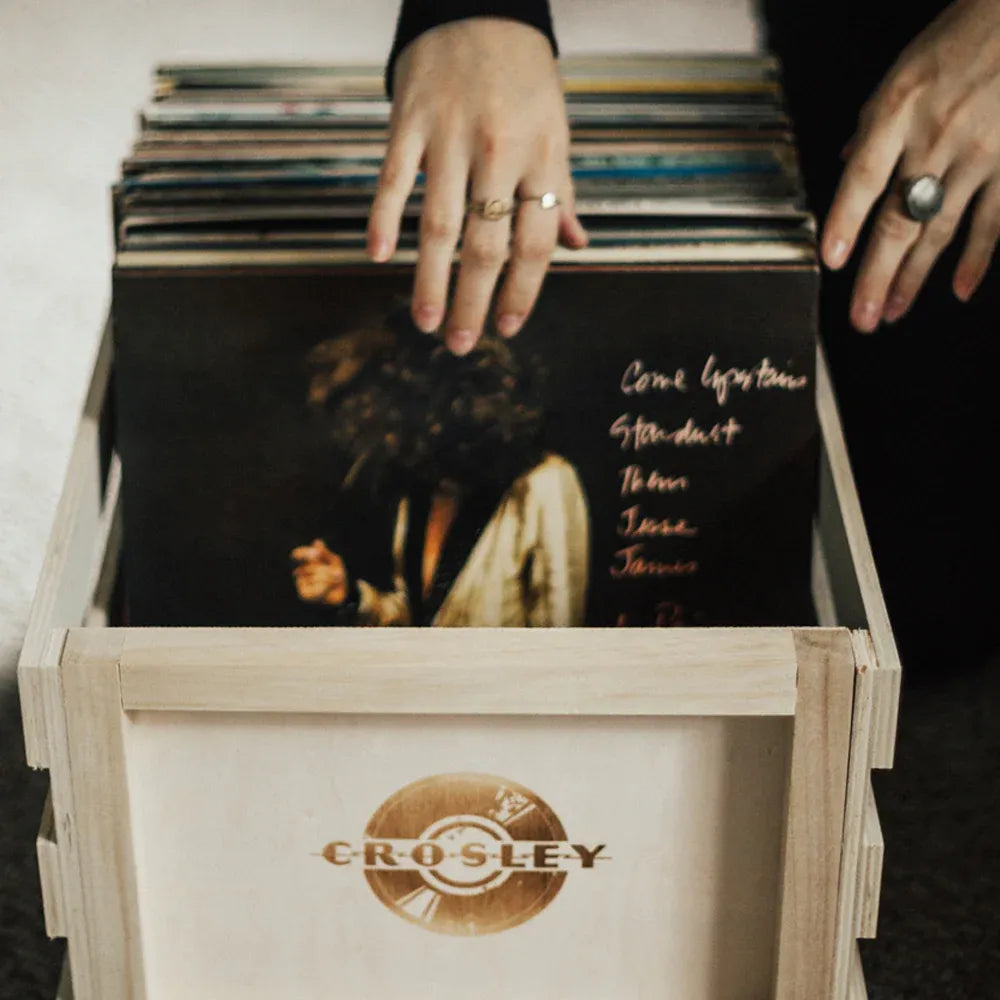 Crosley Voyager Bluetooth Portable Turntable + Bundled Record Storage Crate - Burgundy