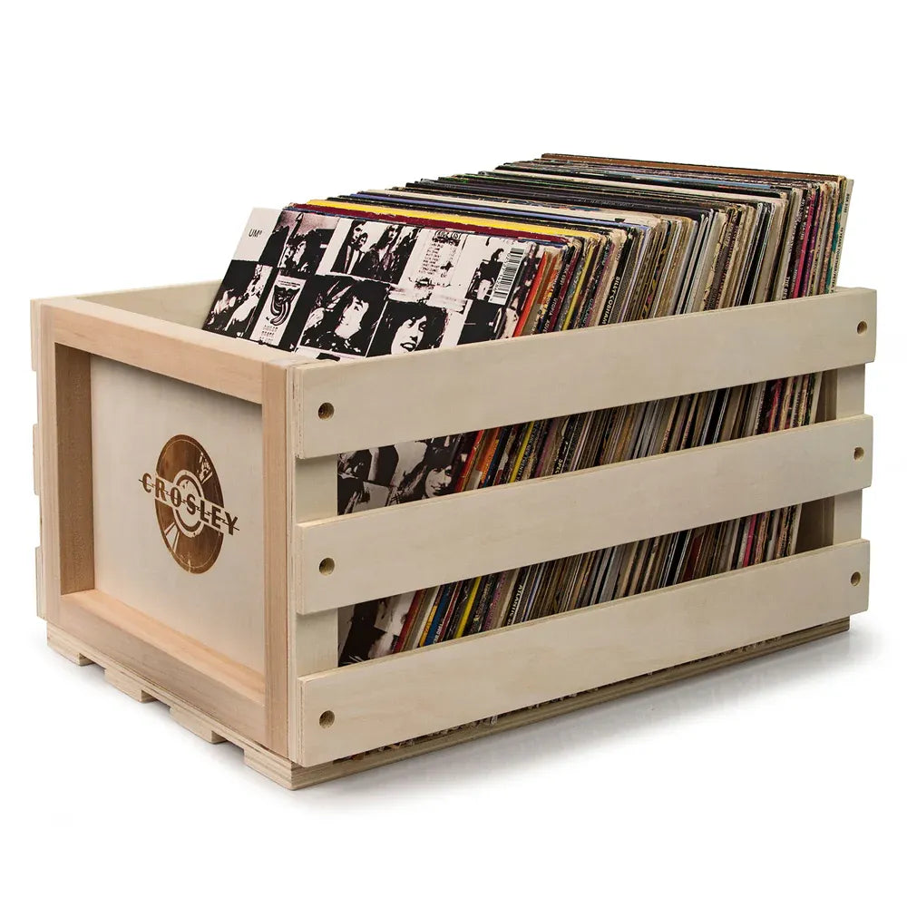 Crosley Voyager Bluetooth Portable Turntable + Bundled Record Storage Crate - Washed Blue